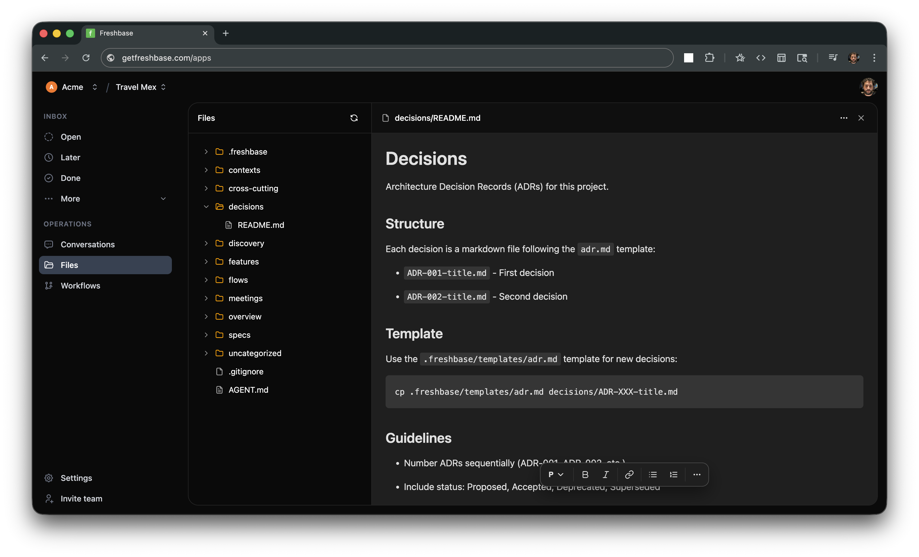 Freshbase — Meetings to specs gallery image