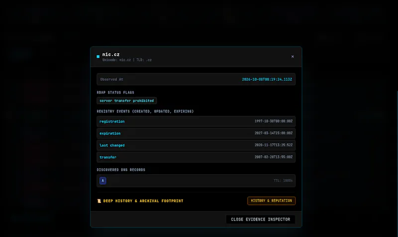 Ainux Domain Intelligence screenshot 2