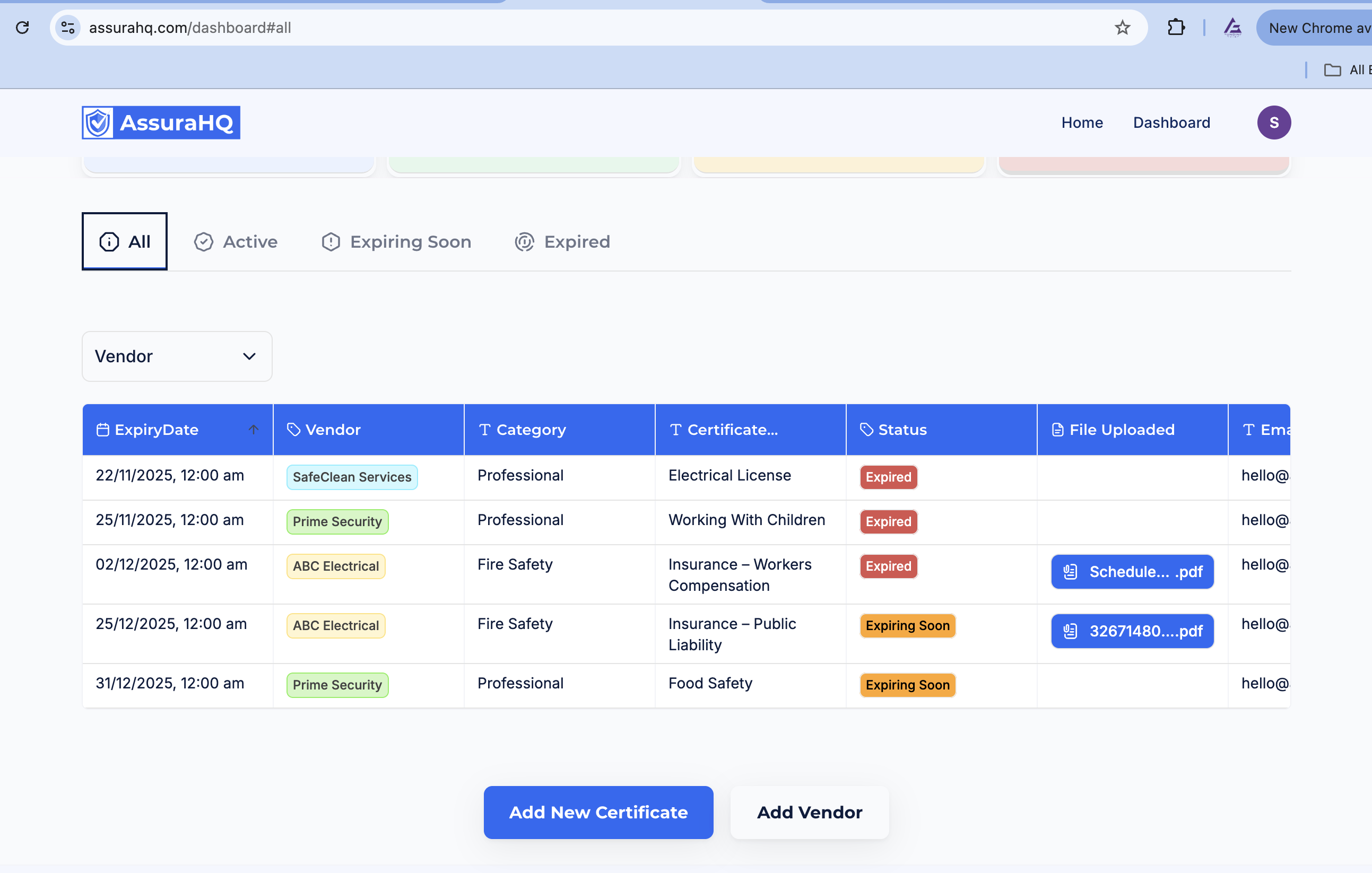 AssuraHQ - Main product screenshot demonstrating key features and user interface
