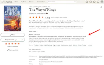 Review Consensus for Goodreads gallery image