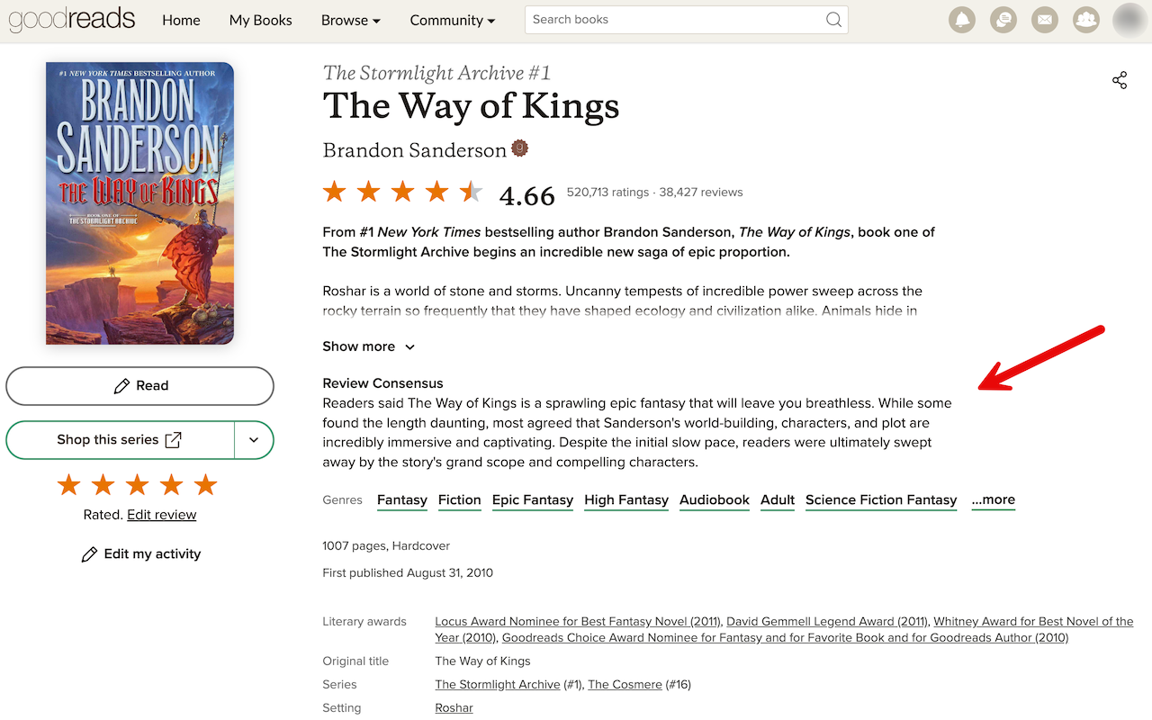 Review Consensus for Goodreads media 3