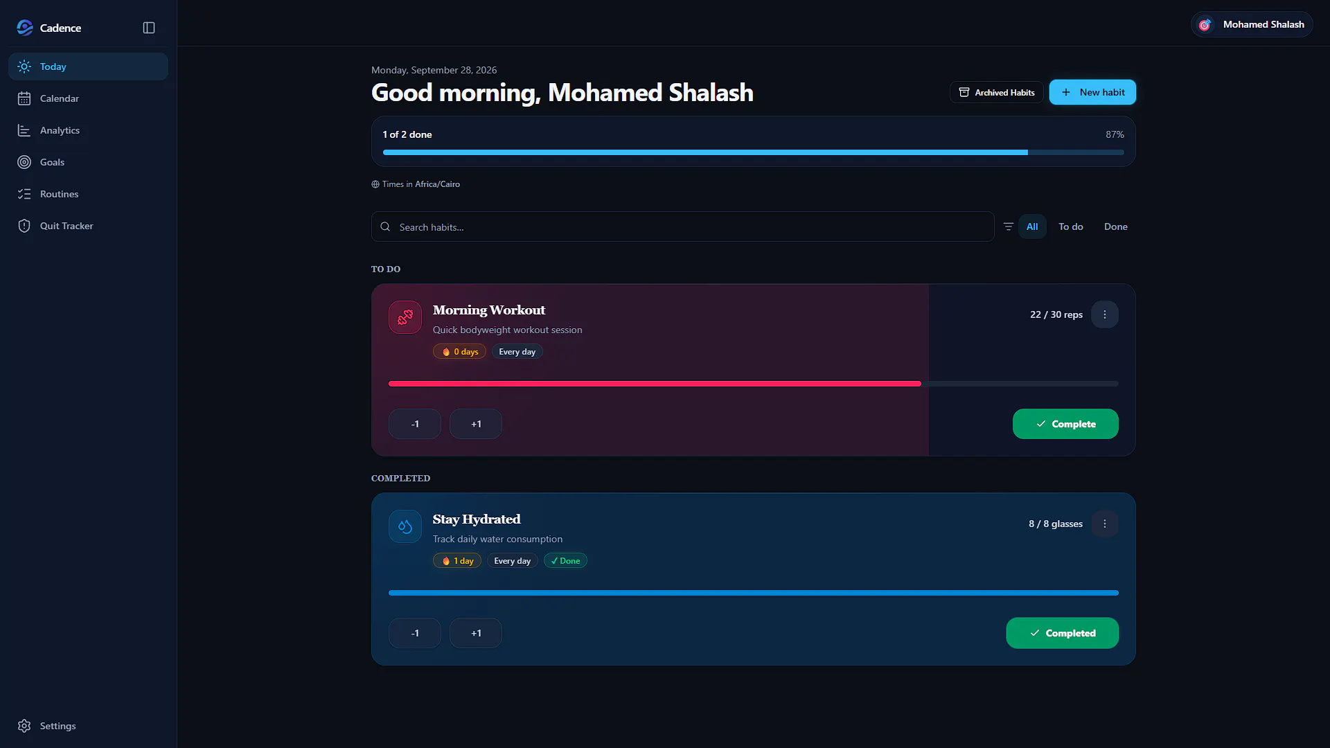 Cadence Habit Tracker gallery image