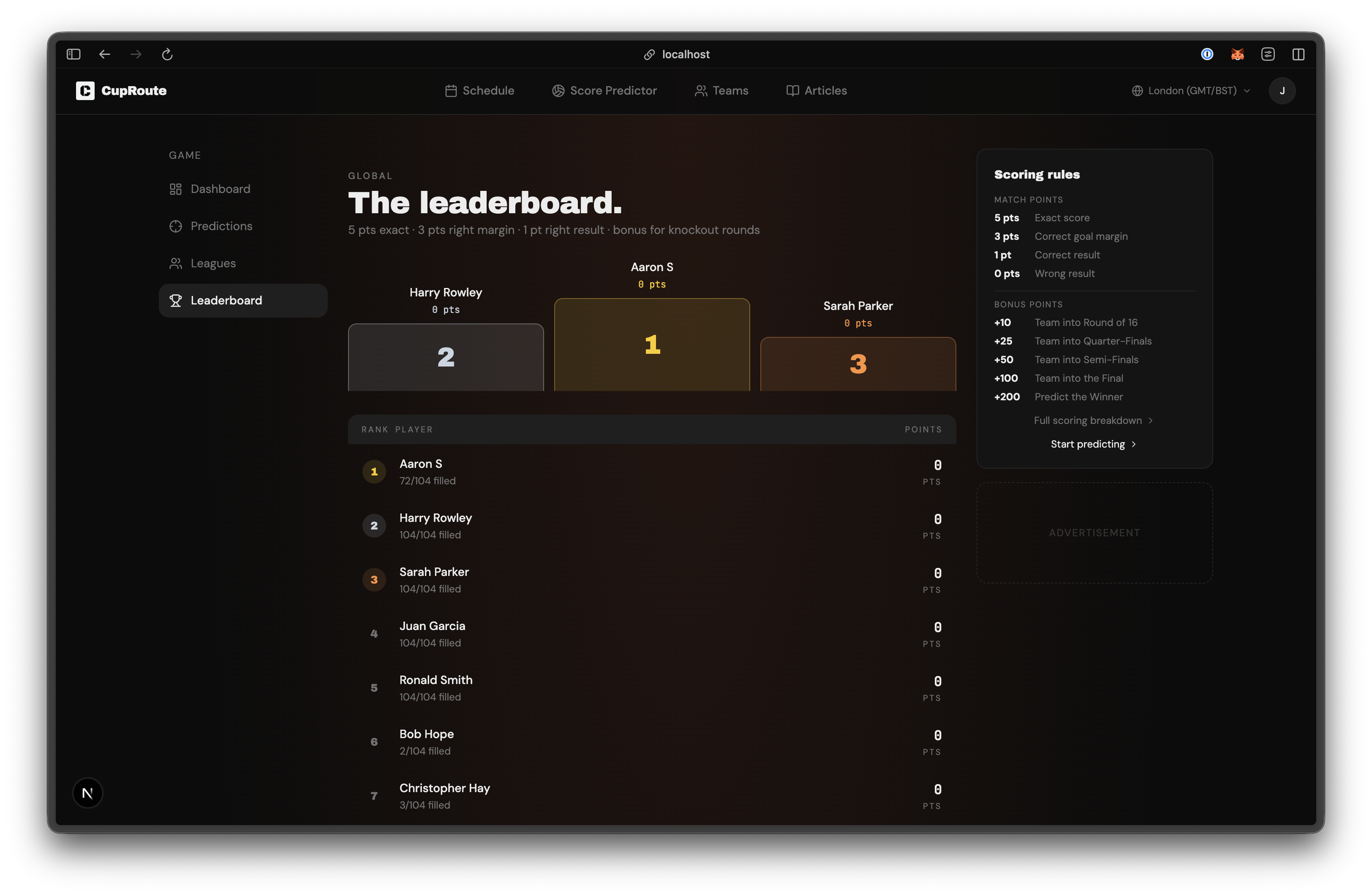 CupRoute - Score Predictor gallery image