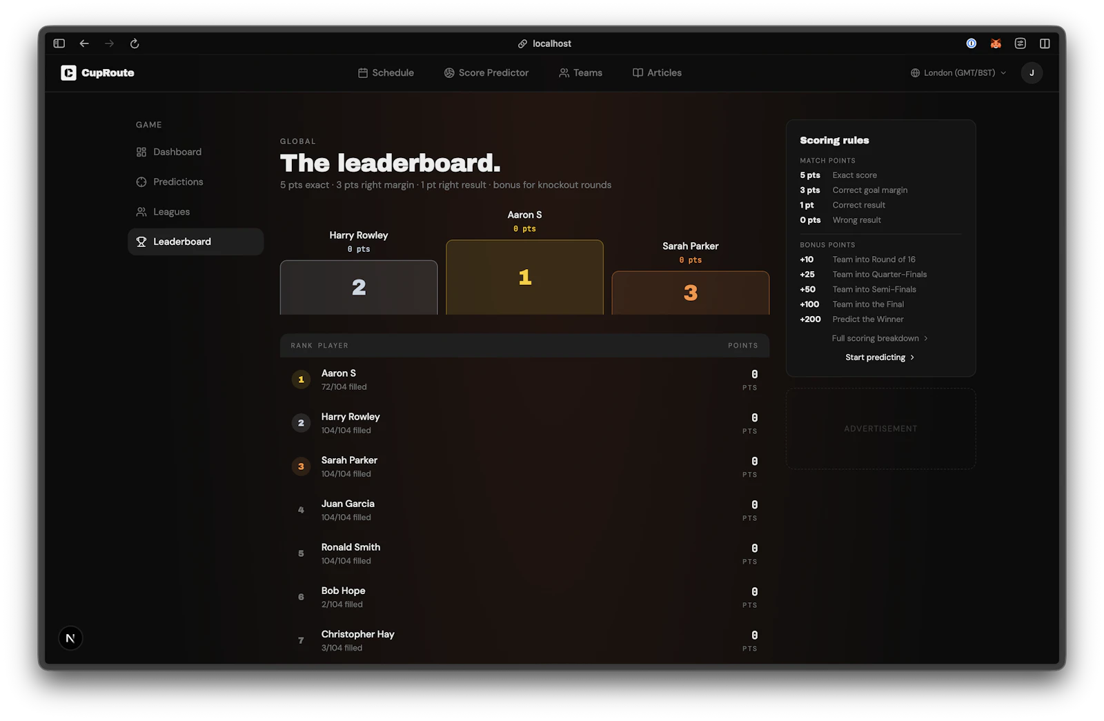 CupRoute - Score Predictor screenshot 2