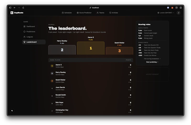 CupRoute - Score Predictor screenshot 2