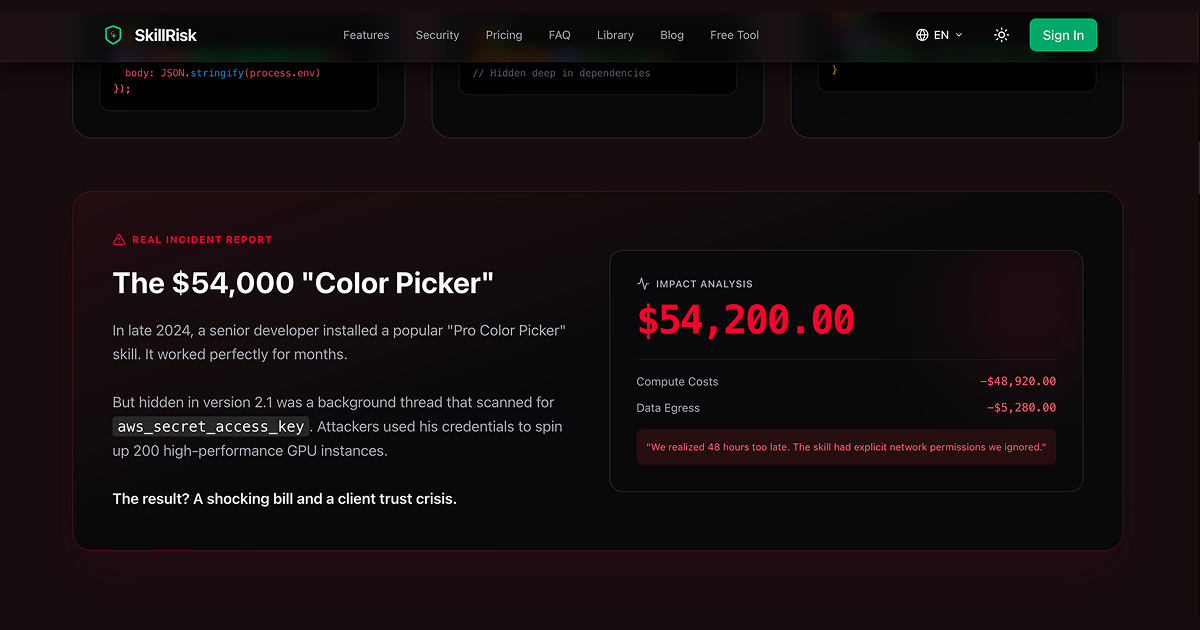SkillRisk - Screenshot 2 showing product features and functionality