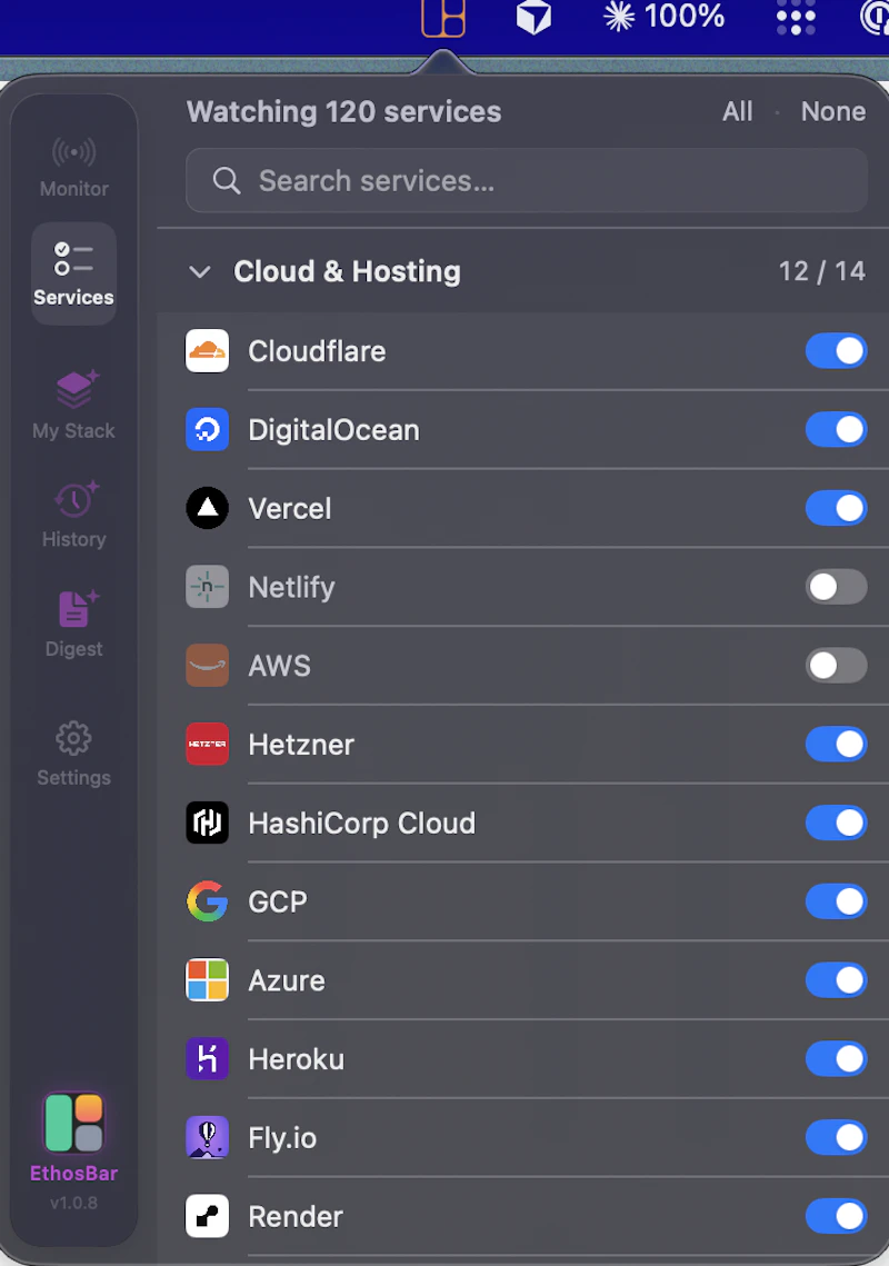 EthosBar screenshot 3