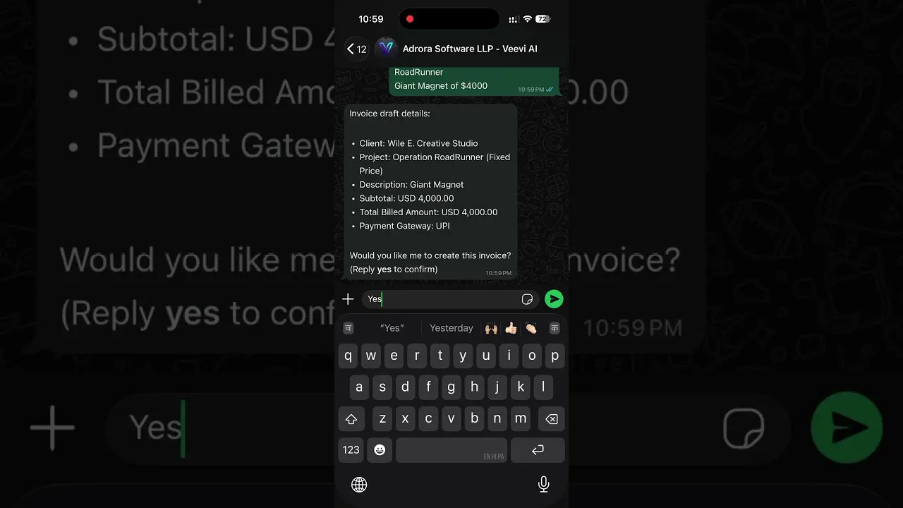 Veevi — Invoice from WhatsApp in Seconds gallery image