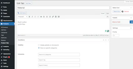 Simple Product Tabs For WooCommerce gallery image