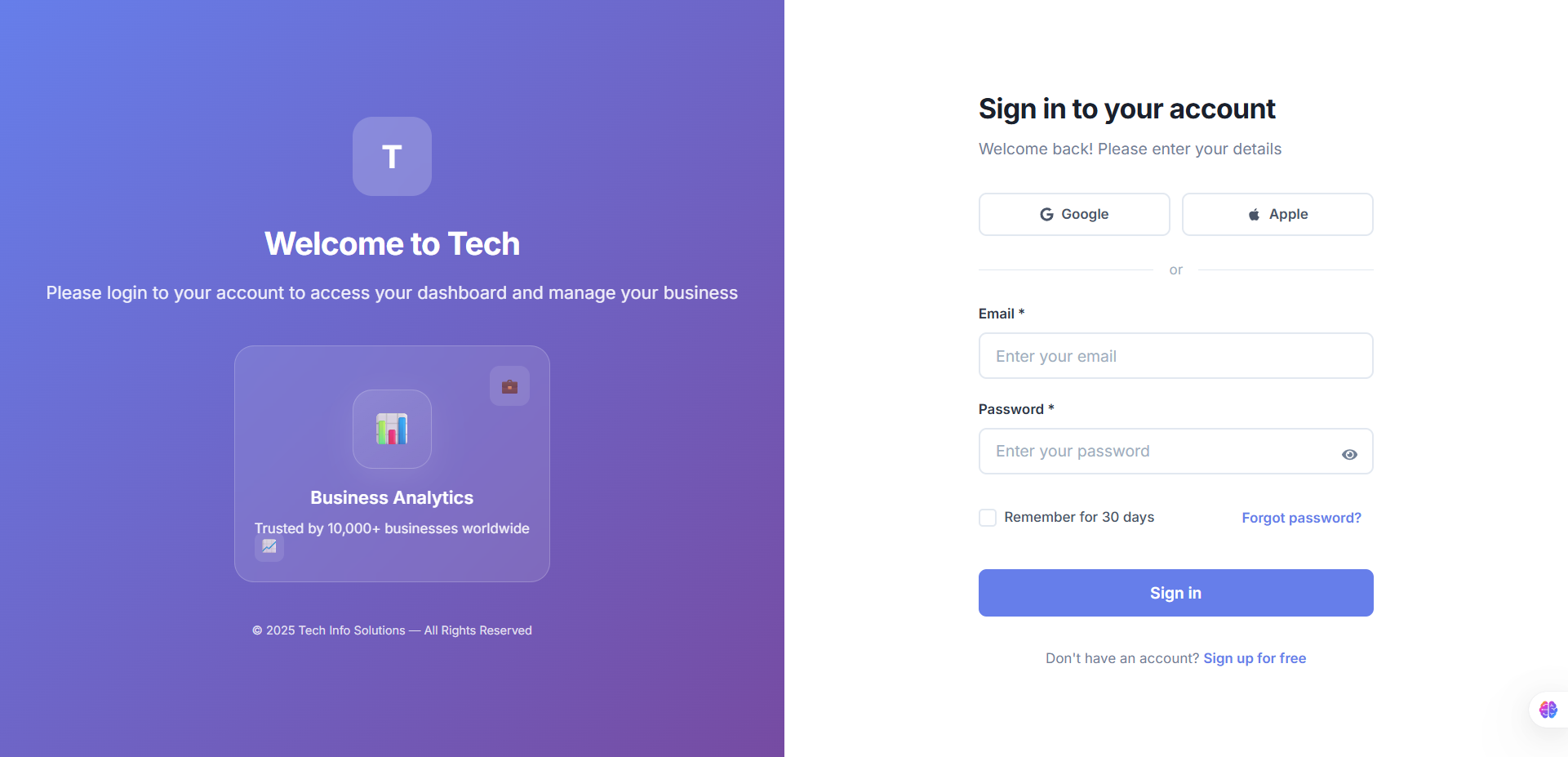 Business Login UI – React Kit - Screenshot 2 preview