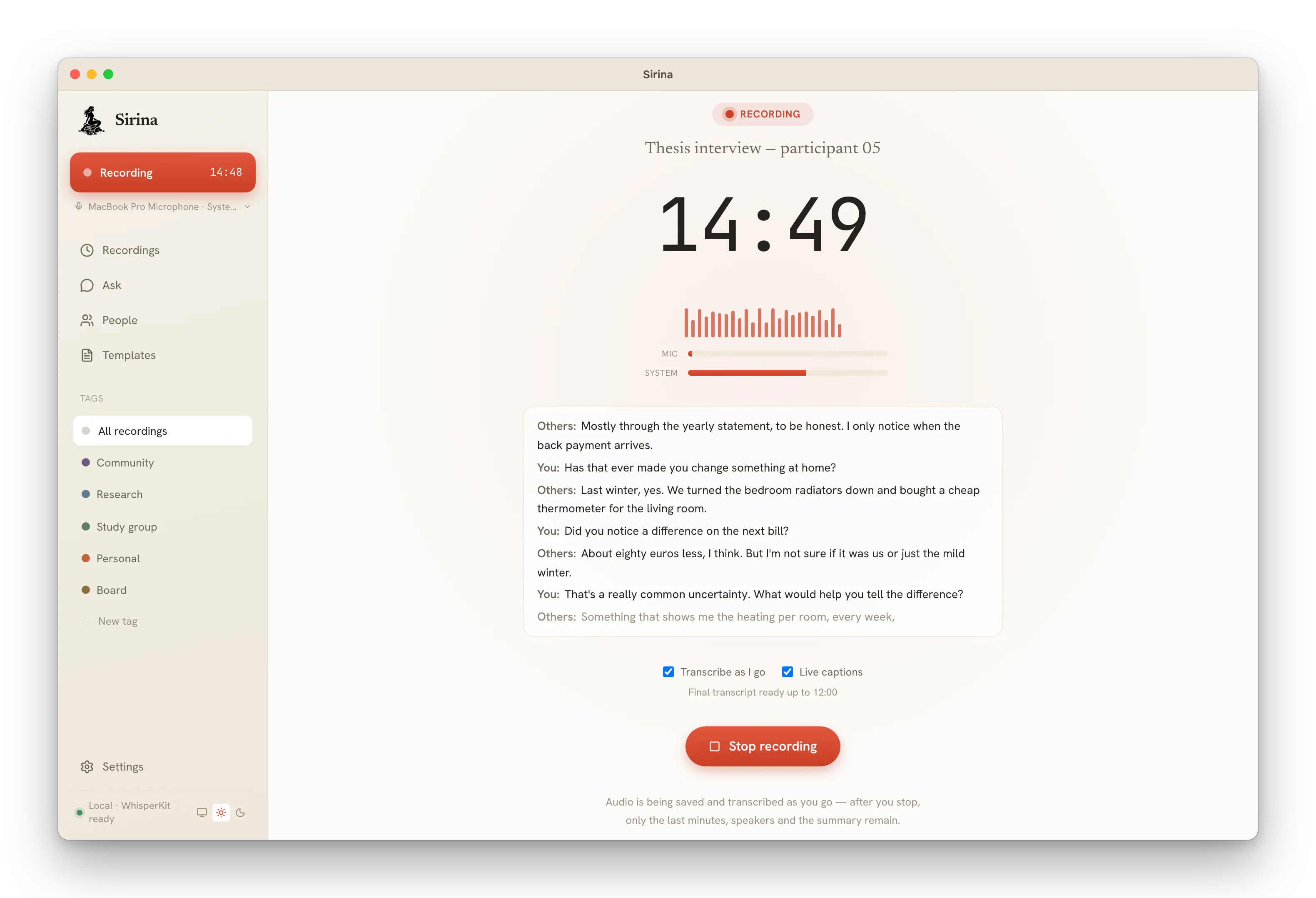 Sirina: private & local meeting recorder gallery image