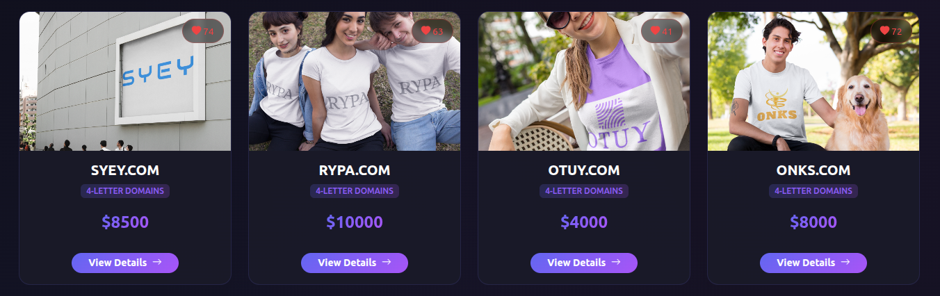 MadeUpWords.com Premium Domains For Sale - Screenshot 2 showing product features and functionality