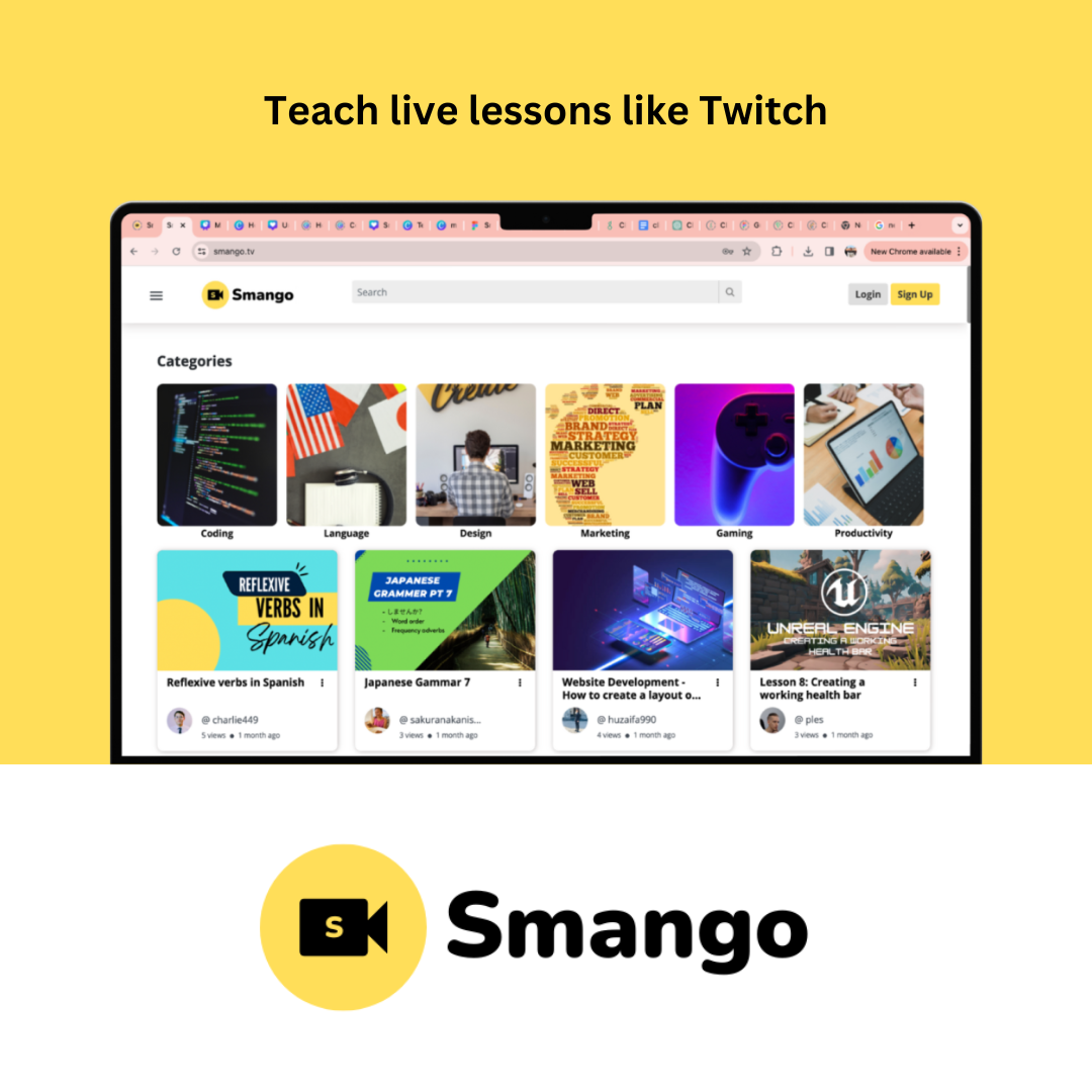 startuptile Smango-Twitch for live lessons