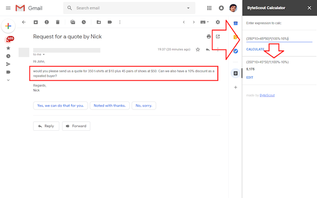 ByteScout Calculator for Gmail