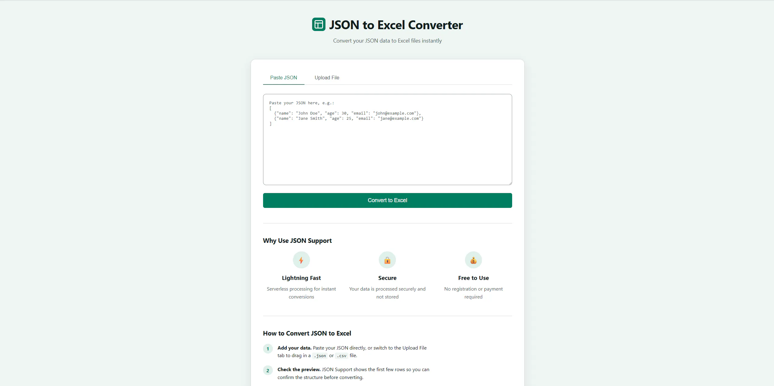 JSON Support screenshot