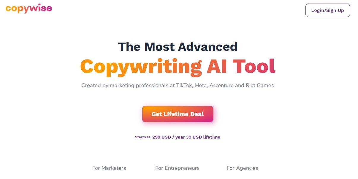 Copywise Lifetime deal copywriting tool