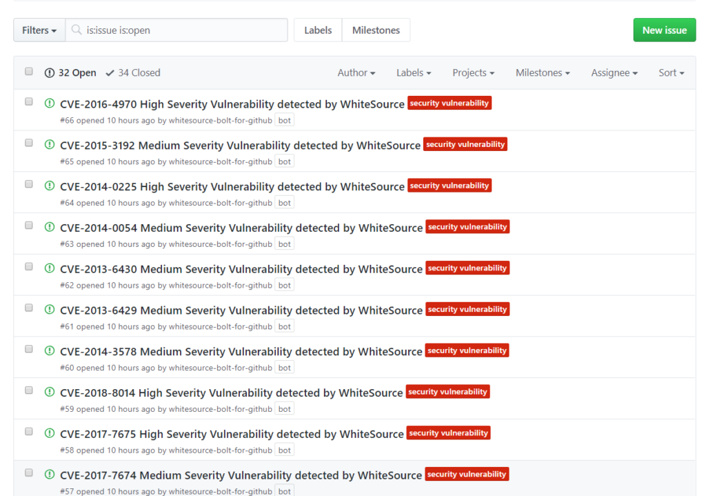 WhiteSource Bolt for GitHub gallery image