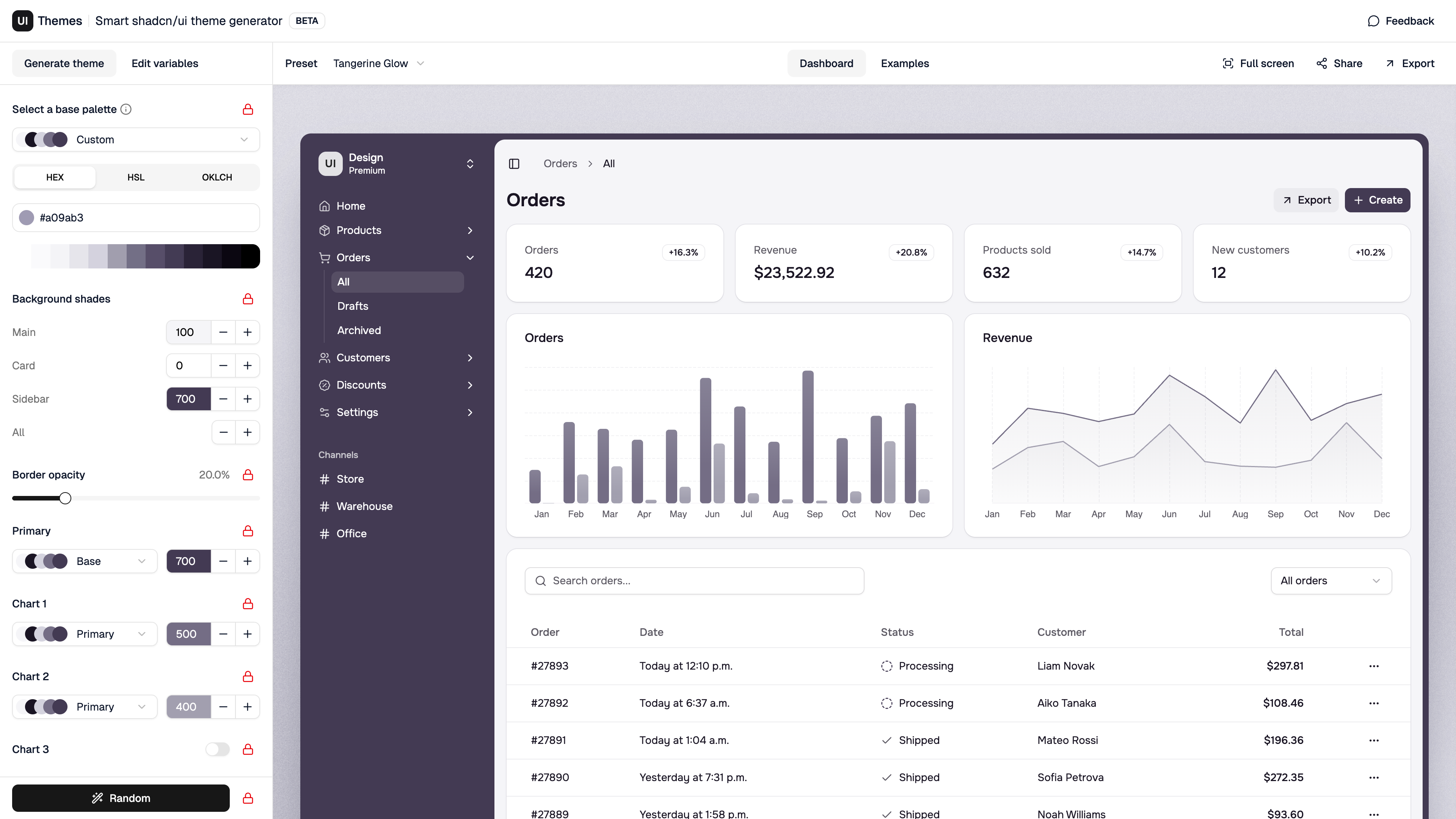 Smart shadcn/ui theme generator gallery image