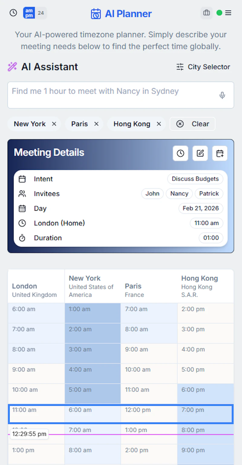 World Time Planner AI screenshot 2