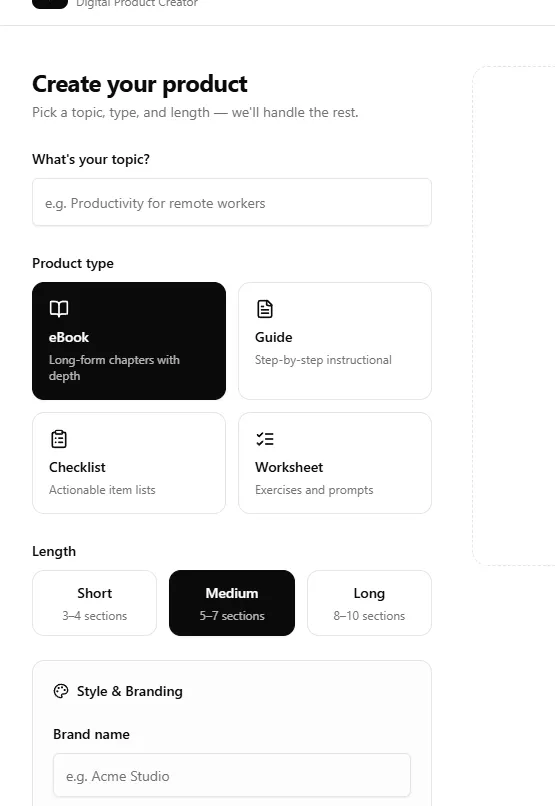 Turn idea into polished digital product gallery image