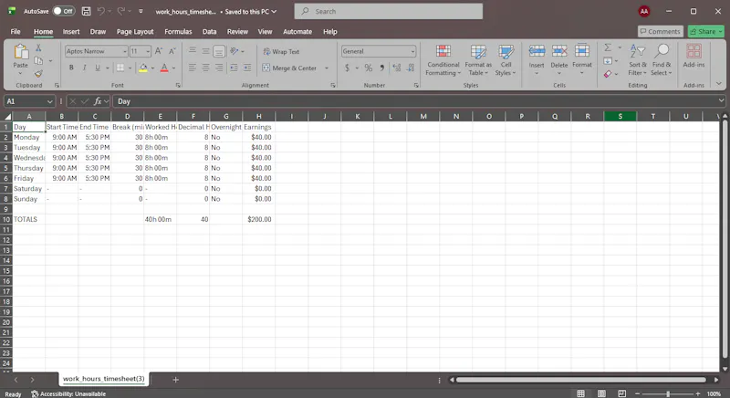 Calculate Work Hours screenshot 3