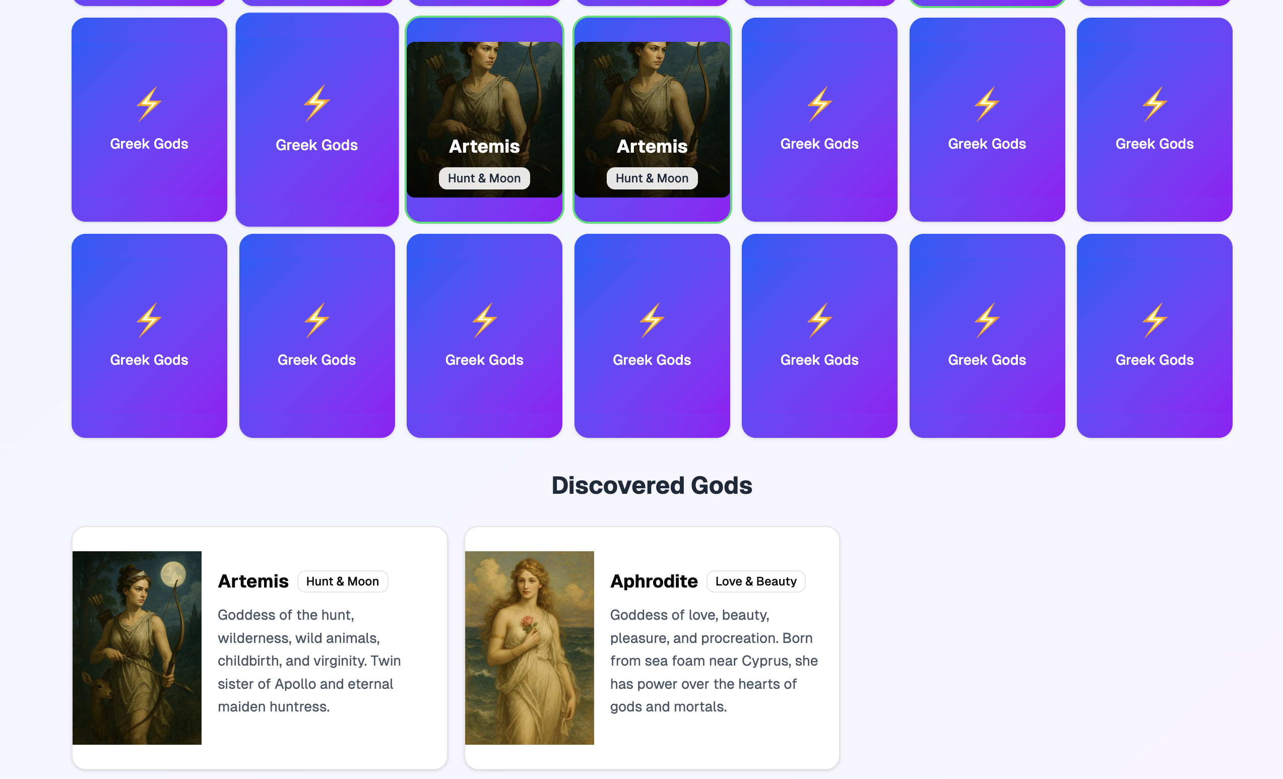 Greek Gods memory game gallery image