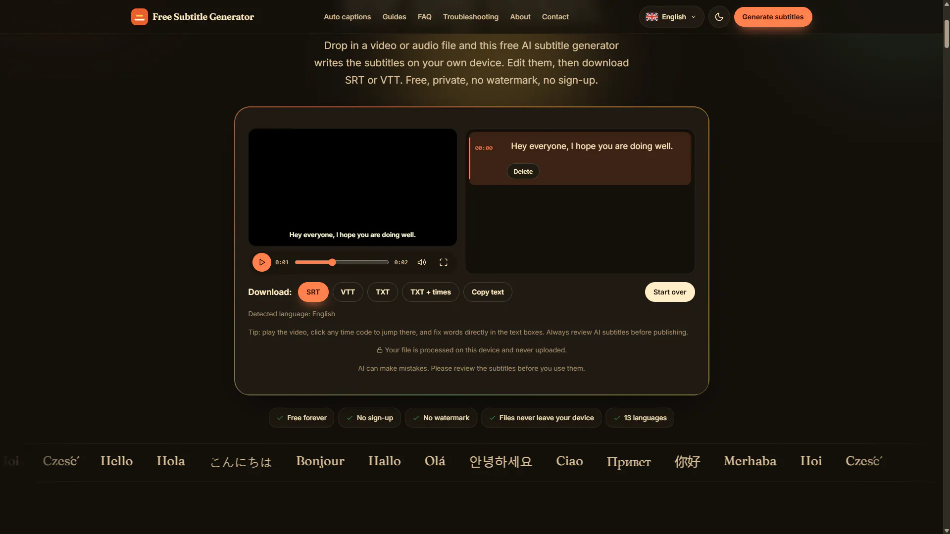 Free Subtitle Generator gallery image