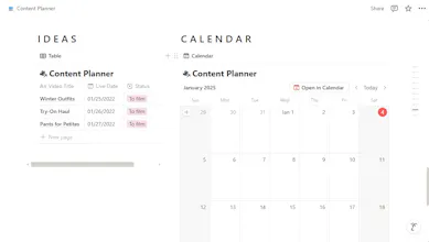 notion template for content creators gallery image