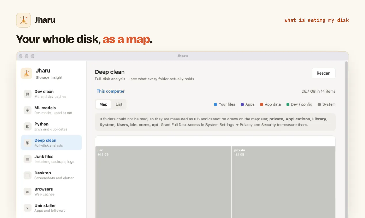Jharu -A disk cleaner that can think. gallery image