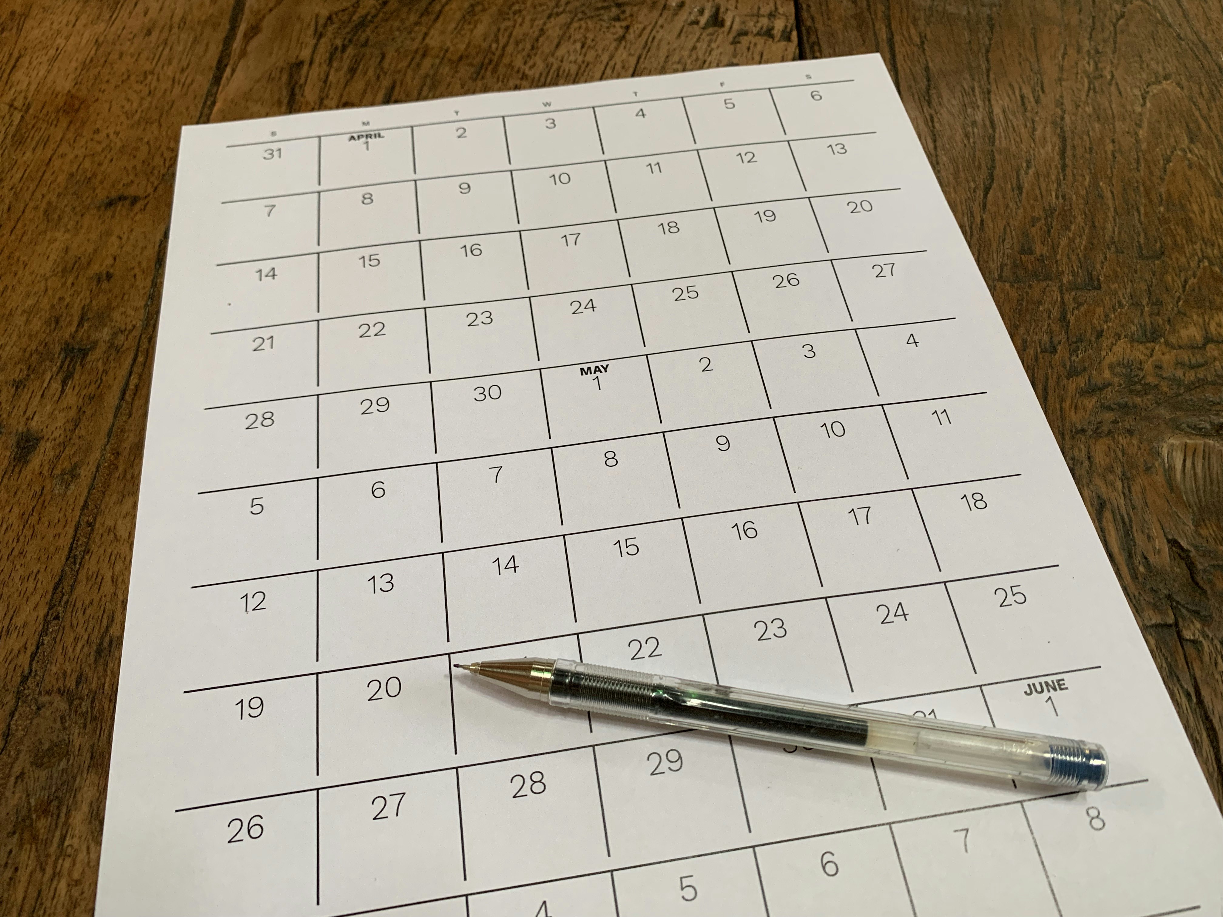 calendar generator 12 weeks on one physical page