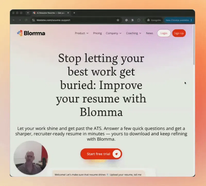 Resume Support by Blomma screenshot 1 (video preview)