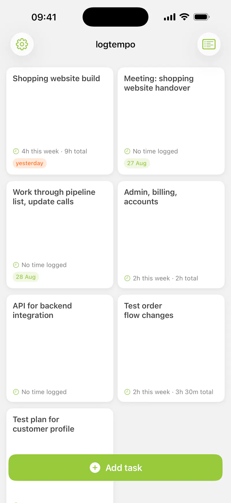 logtempo — Track your time with two taps screenshot 1