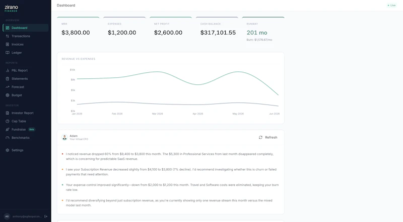 Zirano — Your CFO, from $19 a month. screenshot 3