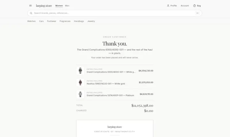 larping.store screenshot 2