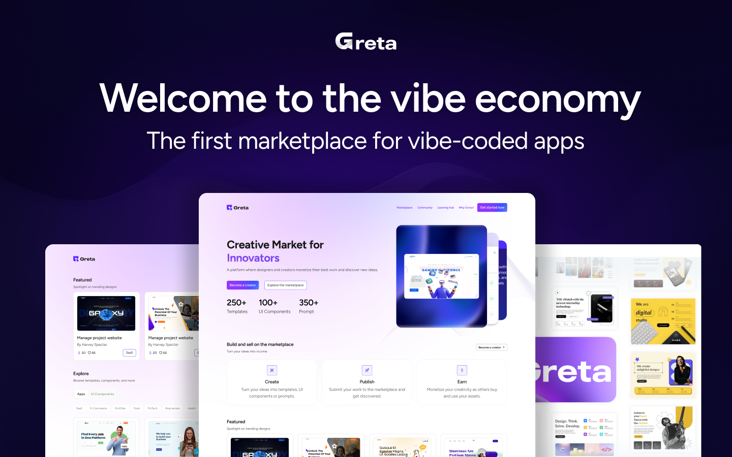 Vibe Marketplace by Greta - Main product screenshot demonstrating key features and user interface