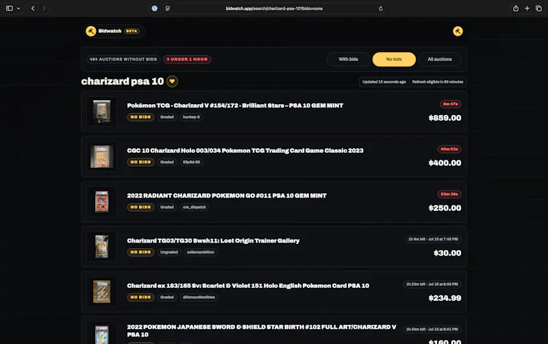 Bidwatch screenshot 4