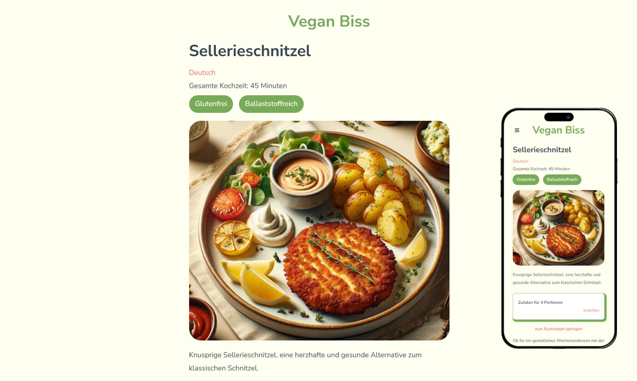 Vegan Biss - Almanca diyete özgü mobil vegan tarifleri için gitmeniz medya 2