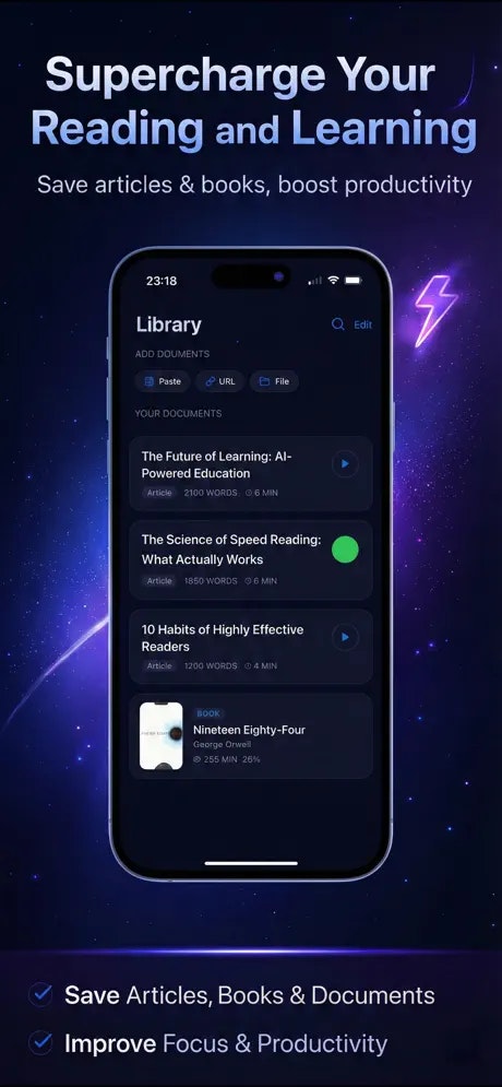 HyperRead: Read 3x Faster - Main product screenshot demonstrating key features and user interface