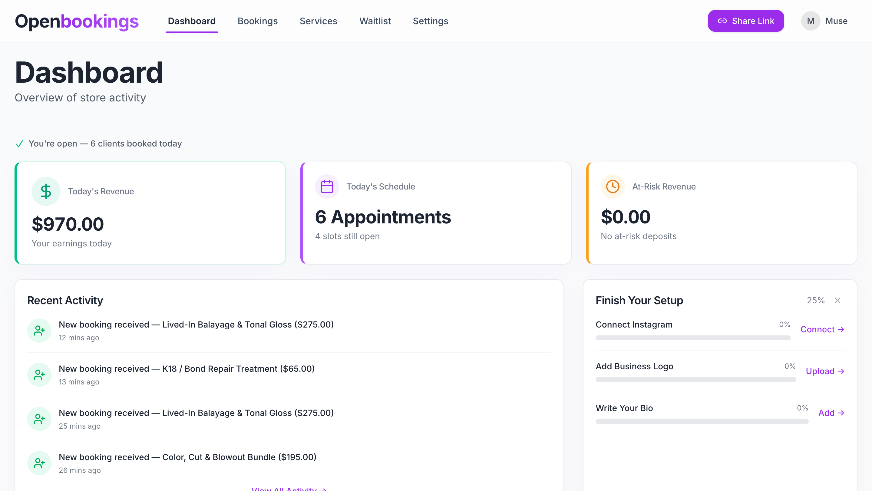 Openbookings - Screenshot 4 showing product features and functionality