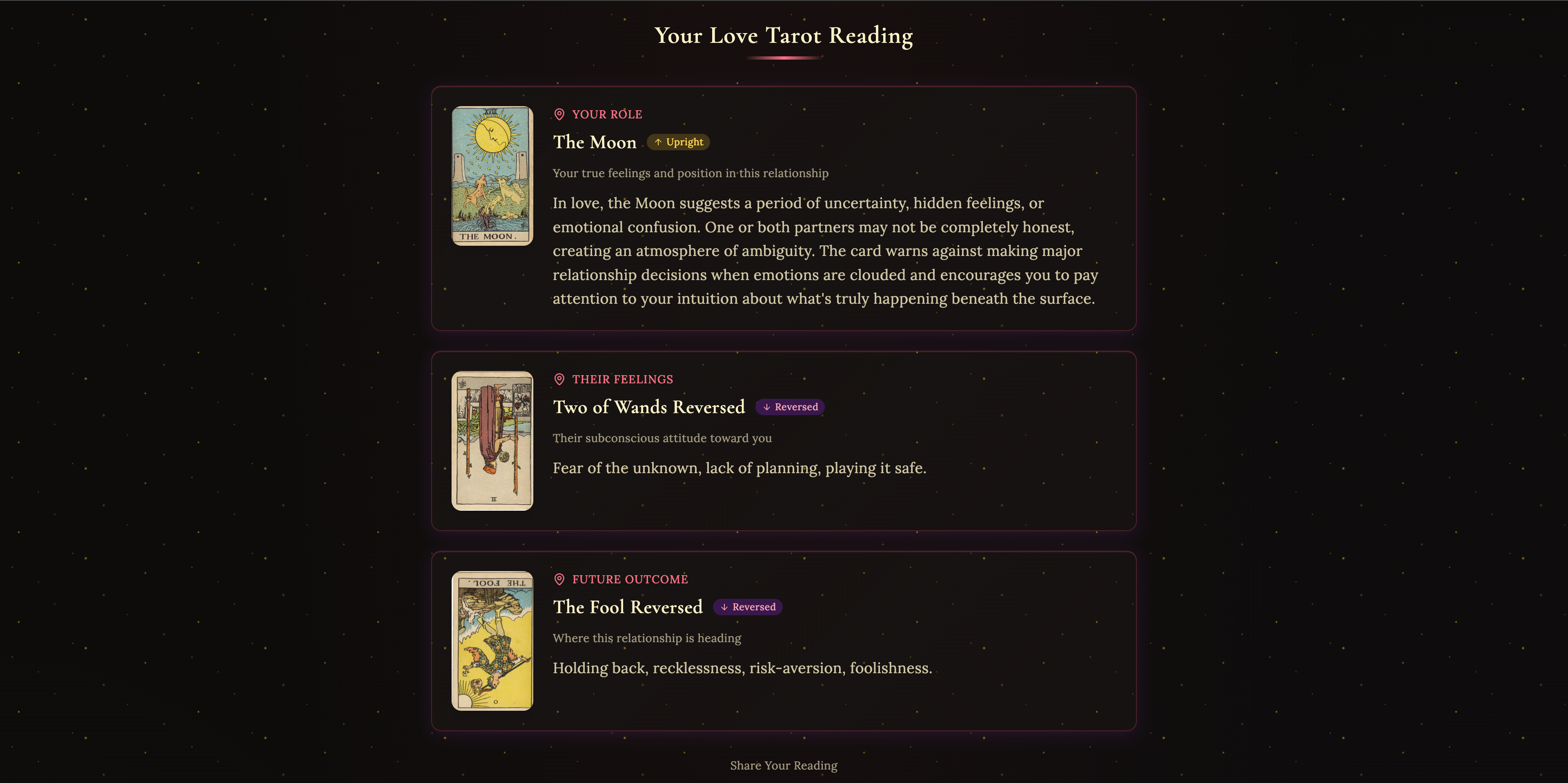 Love Tarot - Screenshot 2 showing product features and functionality