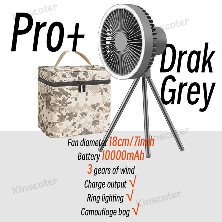Portable 10,000mAh Camping Fan - Portable 10,000mAh Camping Fan with LED & Tripod media 3
