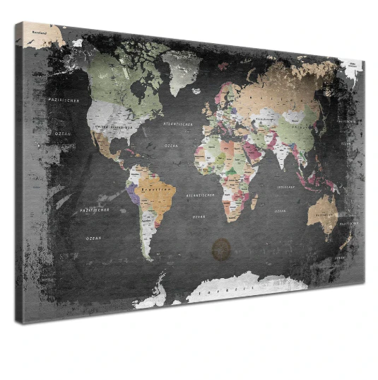 Leinwandbild - Weltkarte Graphit 