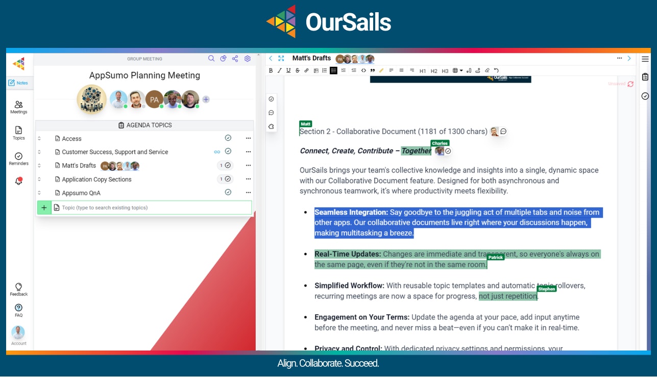 oursails - Simple, private, secure collaborative meetings app