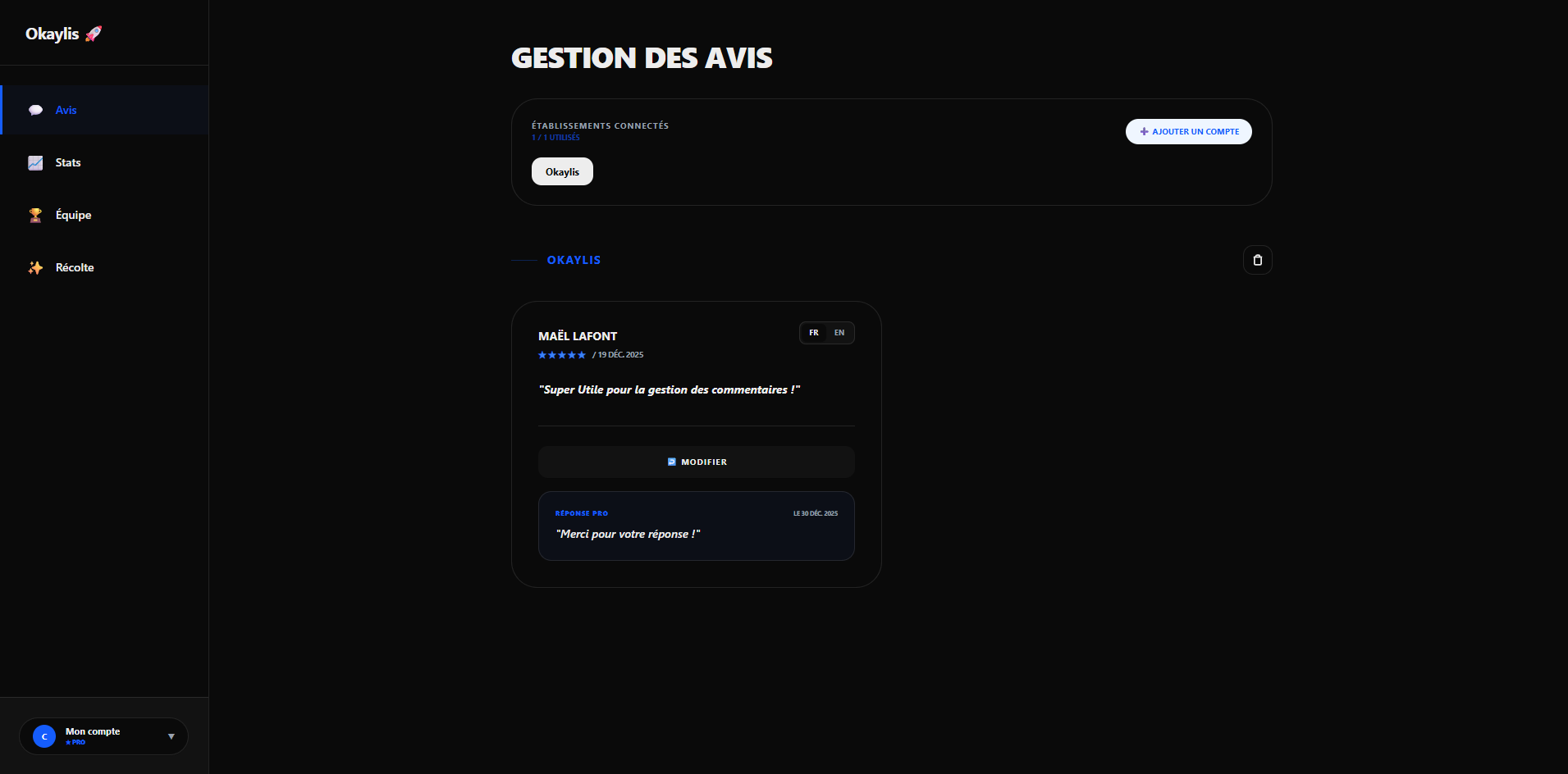 Okaylis PRO - Screenshot 2 showing product features and functionality