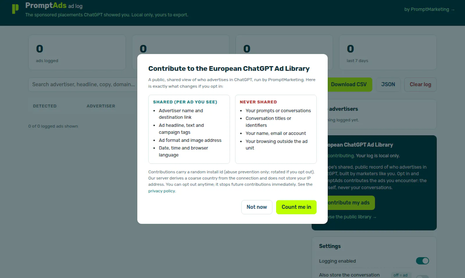 PromptAds: ChatGPT Ads Library screenshot 4