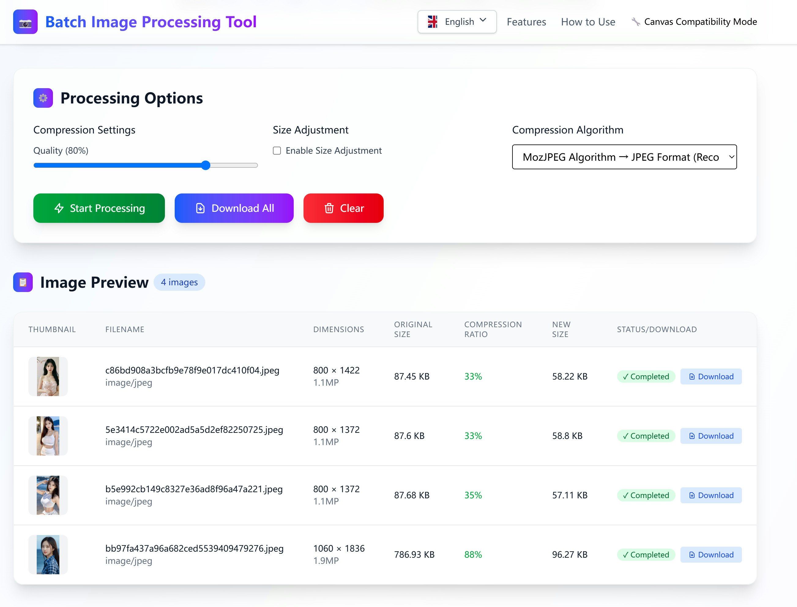 Herramienta de compresión de imagen por lotes - Optimización de compresión en línea gratuita media 4