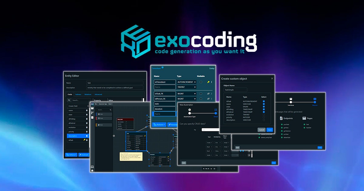 Mídia 1 de Exocodificando a geração de código como você deseja - Ignore código repetitivo em banco de dados, API e UI sem dependência de fornecedor.