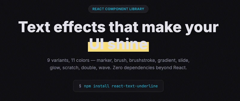 react-text-underline screenshot 1