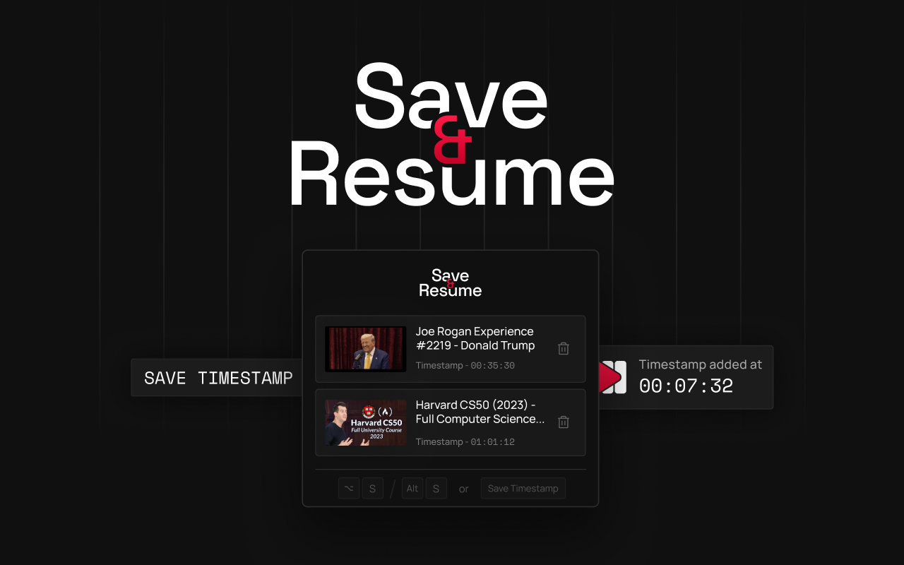 บันทึกและดำเนินการต่อ - Saver Timestamp ของ YouTube Ultimate media 1