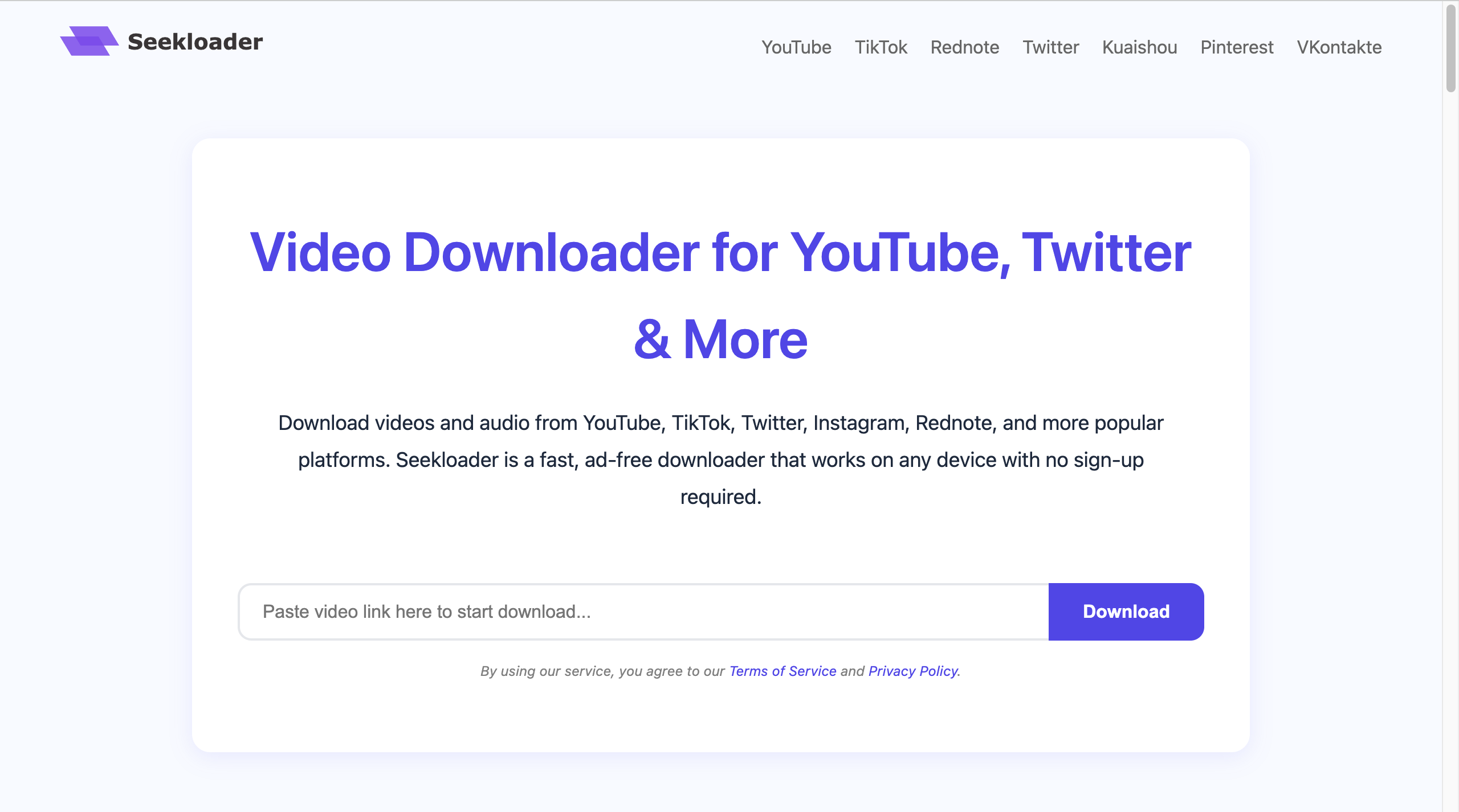 Seekloader - Main product screenshot demonstrating key features and user interface